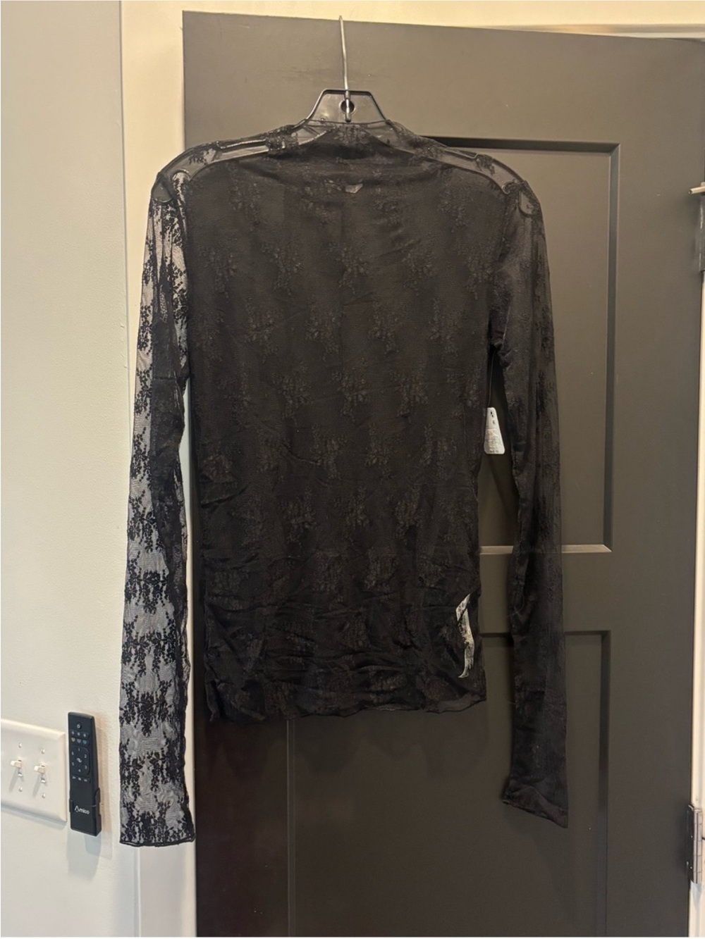 Free People Lady Lux Floral Mesh Layering Top lace Medium NWT Black - Picture 7 of 12